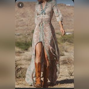 Western Button up Maxi Dress